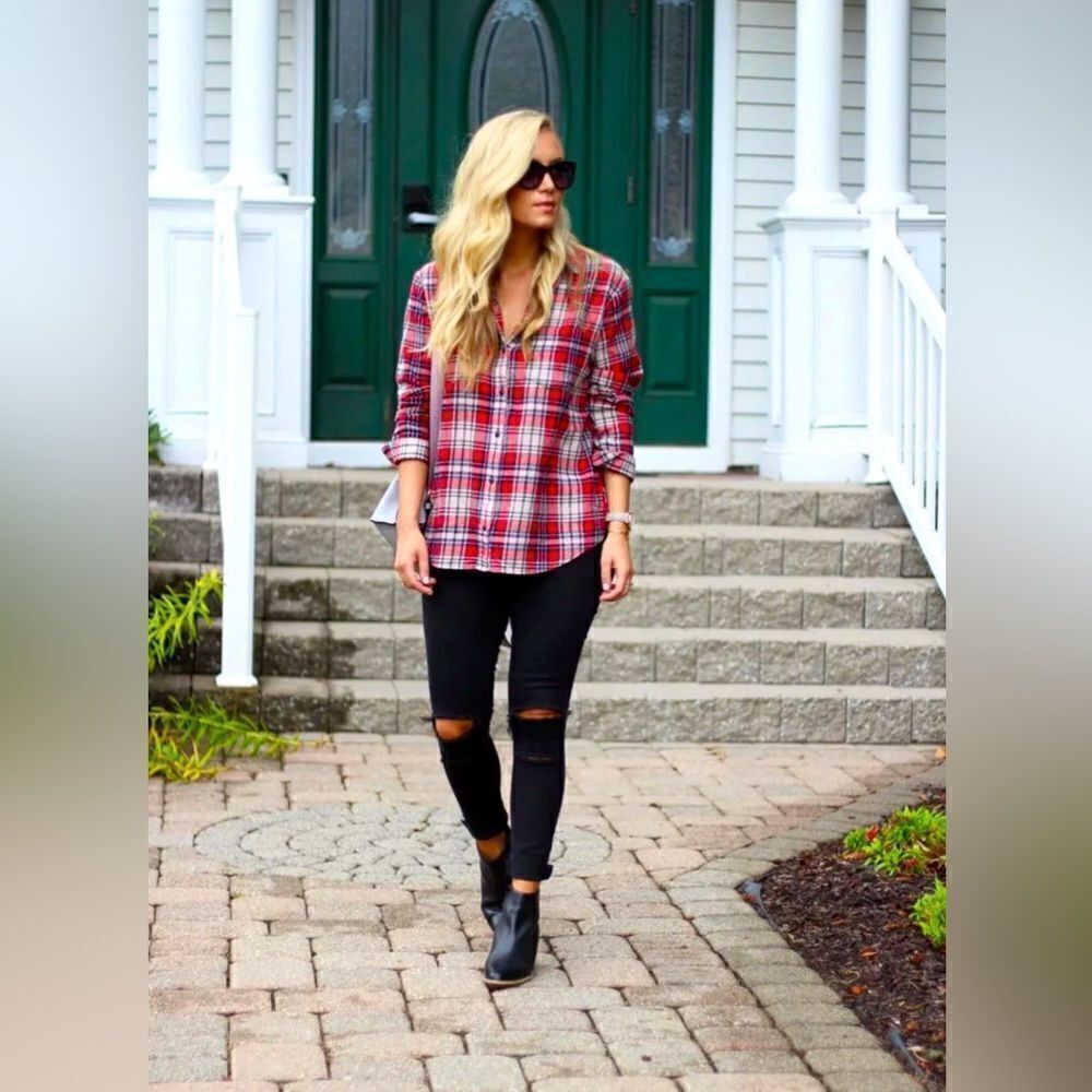 Madewell Oversized Red Plaid Flannel Shirt XXS
